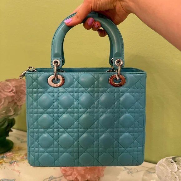 RARE TEAL LADY DIOR MEDIUM SIZE - Picture 2 of 5